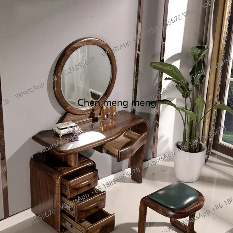 Compact Blaxk Dresser Minimal Desings Storage Mirror Dressing Table Makeup Wooden Organizer Mesa De Maquillaje Trendy Furniture