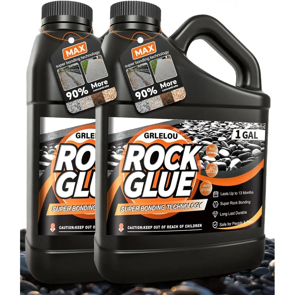 

Клей для гравия 2 Gal Rock Glue (1 галлон x2) или Lanng - прозрачный клей для мульчи с распылителем, всепогодный связующий материал для гравия, для использования на открытом воздухе