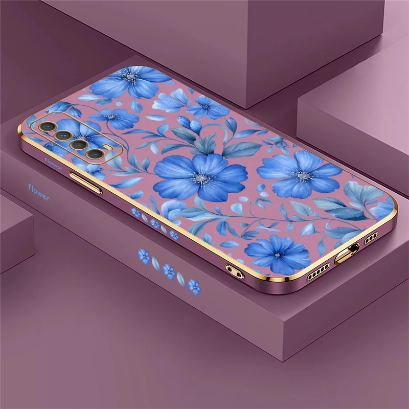 Blue Watercolor Floral Pattern Phone Case For Honor 200 90 Lite 70 50 SE 20 S Drop Resistant Soft Silicone Protective Cover Etui