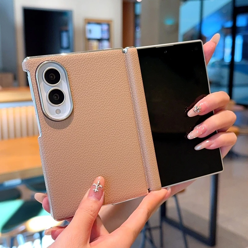 Electroplated Matte Lychee Grain Leather Case for Samsung Galaxy Z Fold8 Fold 8 Wide Shockproof Hinge Protection Slim Fit Cover