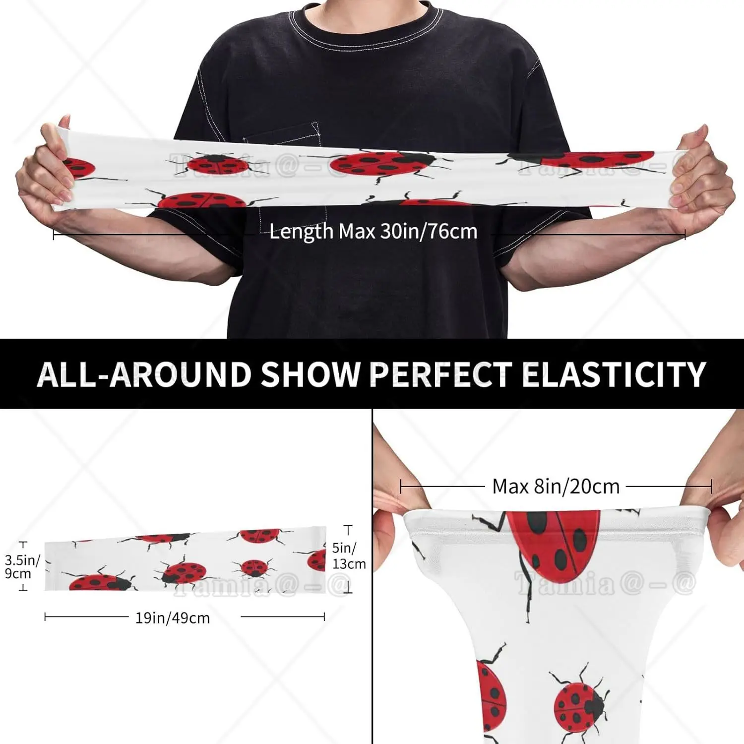 Ladybug Print Sun Protection Arm Sleeves for Women Men Cooling Sports Sleeves for Golf Running Cycling Hiking
