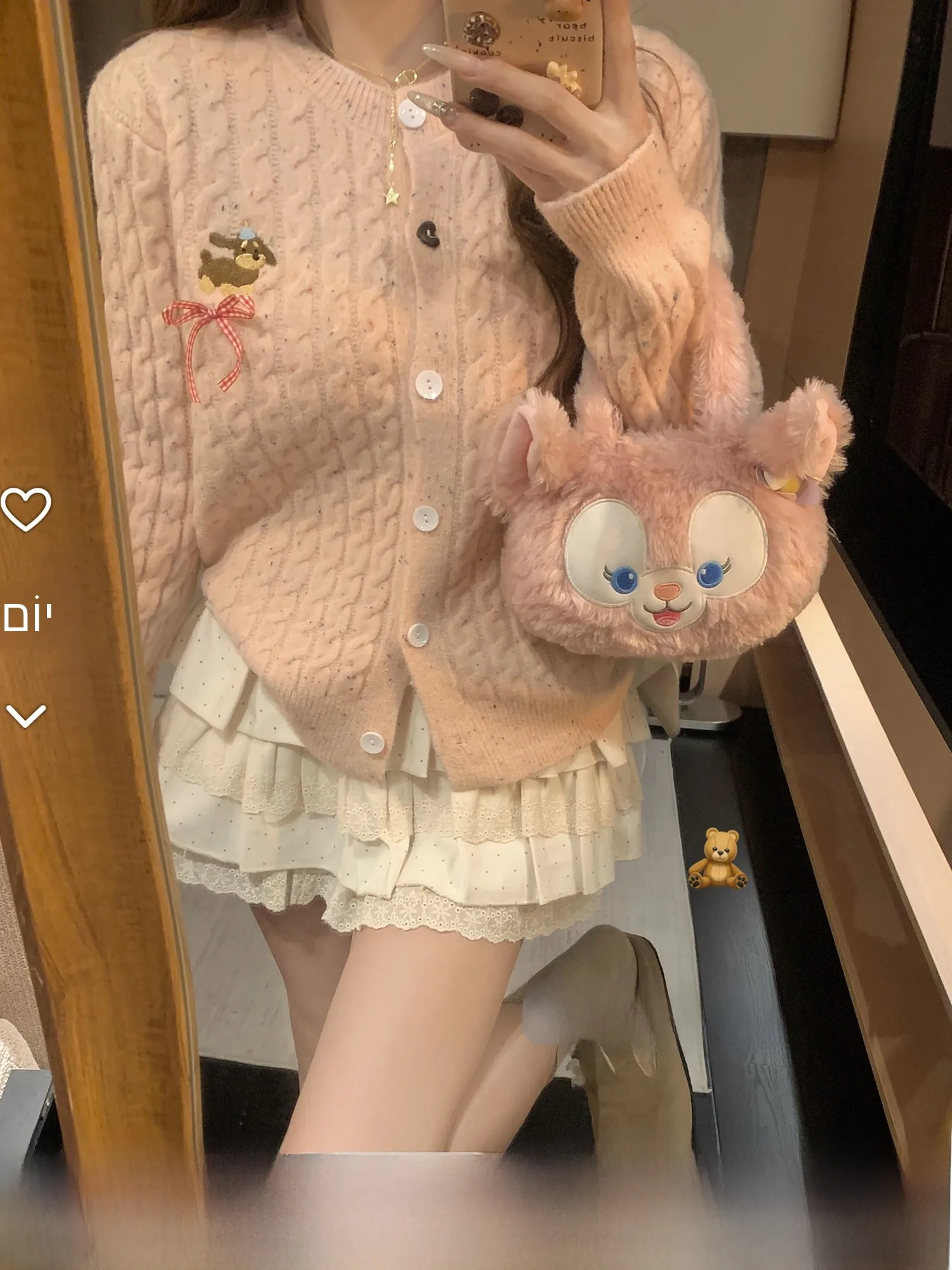 

Adorable Anti-Aging Knitted Top round Ne Soft Cozy Sausage Dog Bow Tie Women's Faion Casual Long Sve ort Length