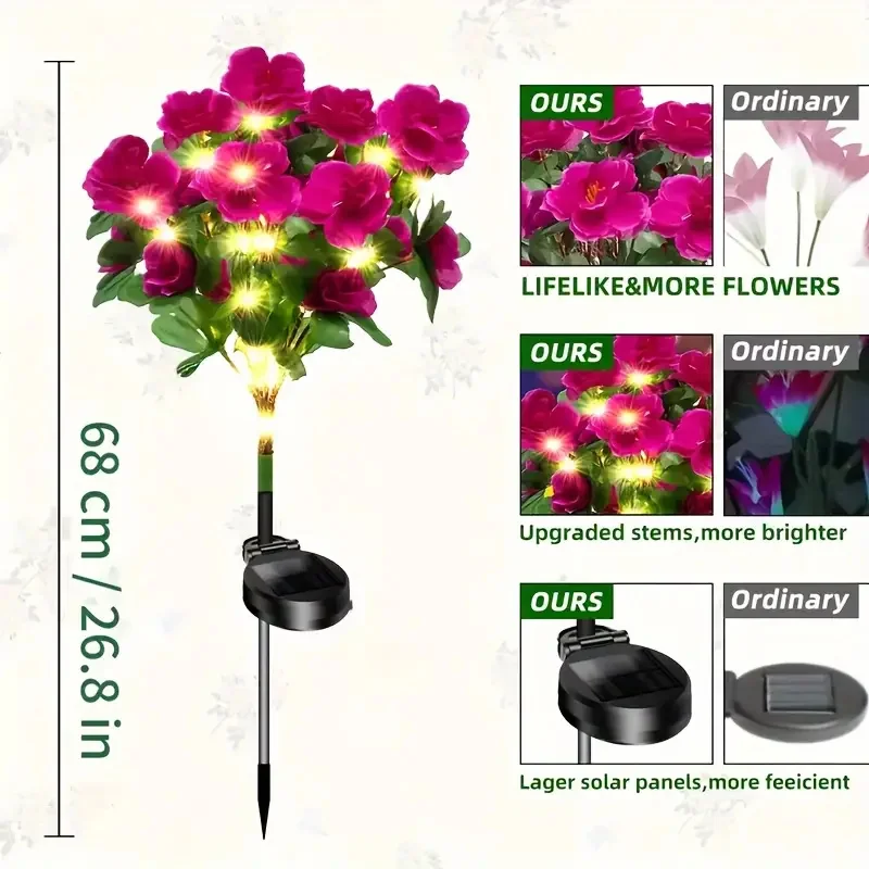 أضواء زهرة الأزاليا تعمل بالطاقة الشمسية، أضواء الحديقة الشمسية في الهواء الطلق لتزيين الحديقة الشمسية في الهواء الطلق ضوء الحديقة