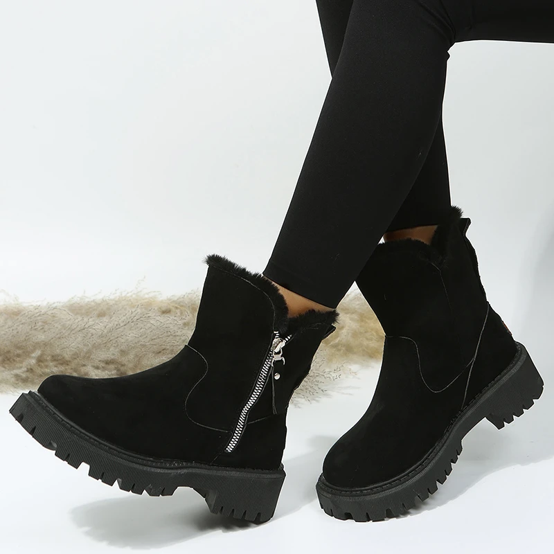 Women Boots New Outdoor Snow Boots Winter Plush Warm Cotton Boots Thick Sole Non Slip Short Shoes for Women Zapatos De Mujer