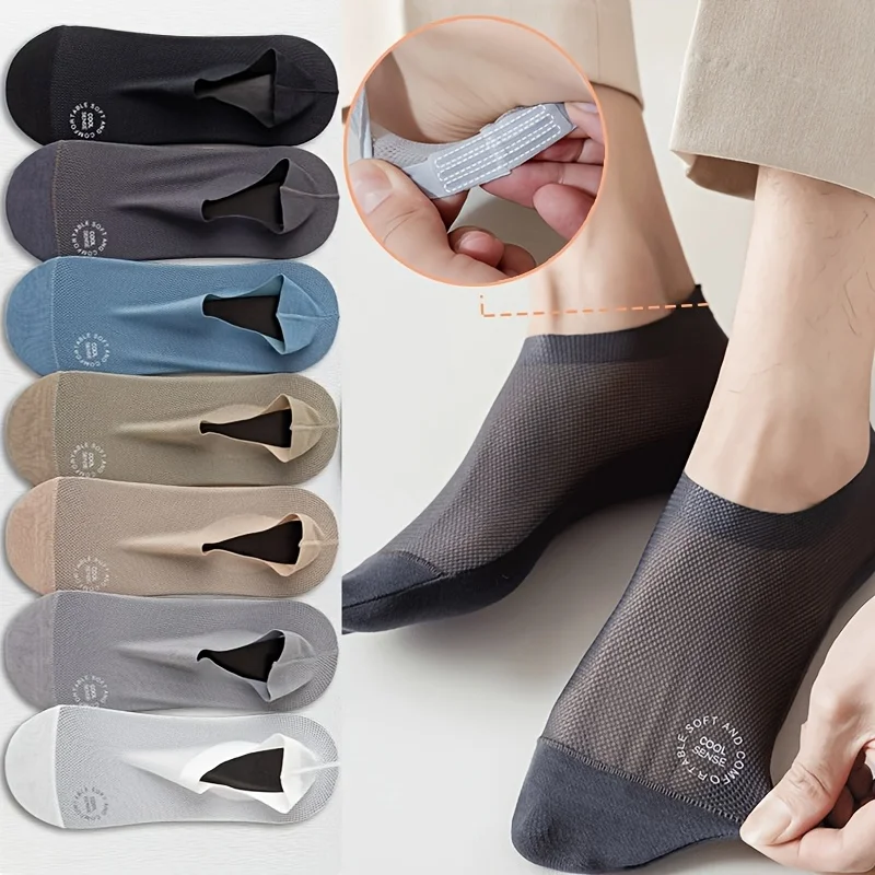 

7Pairs Men's Mesh Thin Invisible Socks Breathable Stretchy Solid Colors Low-Cut Sock Office Casual Outdoor Wear Gift for Men