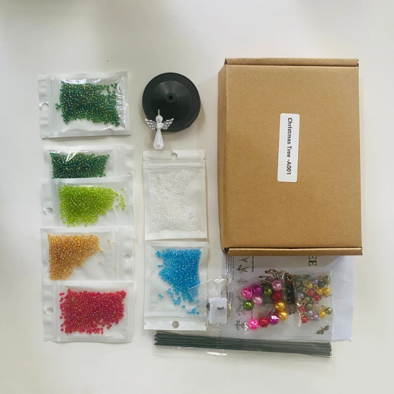Handgefertigtes DIY-Set zur Herstellung eines Weihnachtsbaums mit Perlen, Mini-Weihnachtsbaum mit Kristallperlen, Tischdeko, Weihnachts-DIY-Bastelbedarf, Kreativ – Detail 2