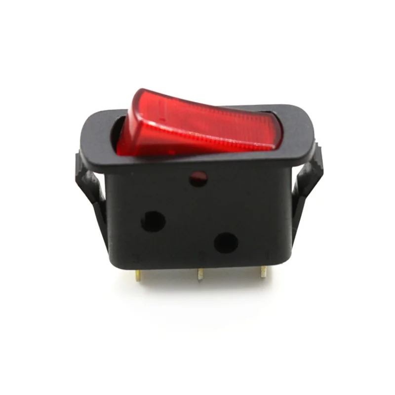 Ship type switch KCD2 short leg three-pin two-speed black red power switch without light warping board