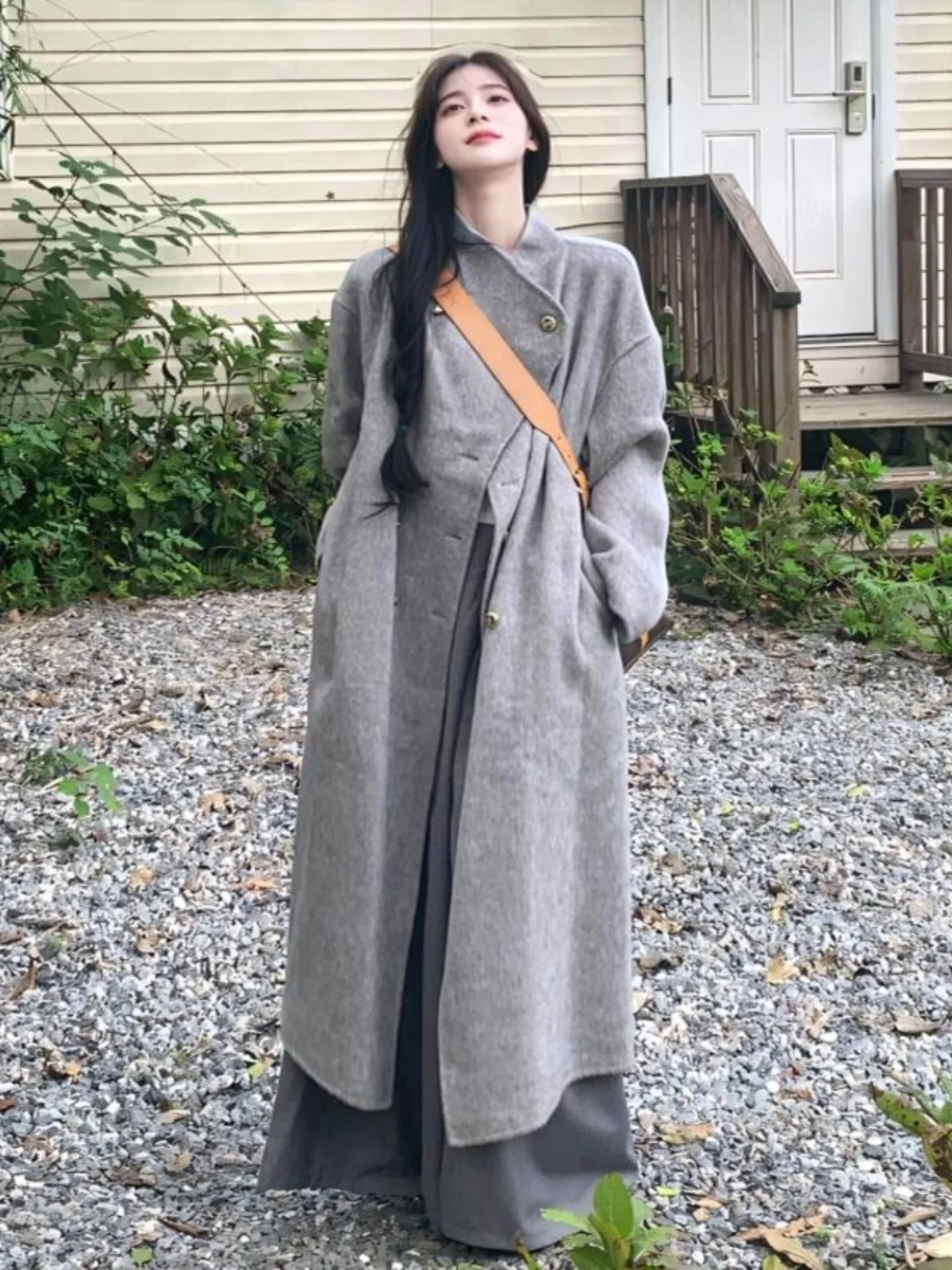 

Женское длинное шерстяное пальто в стиле ретро, премиум-класса, весеннее, прямого кроя, простое, для повседневной носки