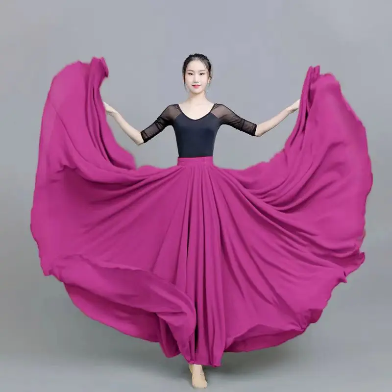 

720 Degree Chiffon Skirt For Women Assorted Gauze Skirt Large Swing Ballet Stage Practice Gypsy Long Skirts Dancer Wear
