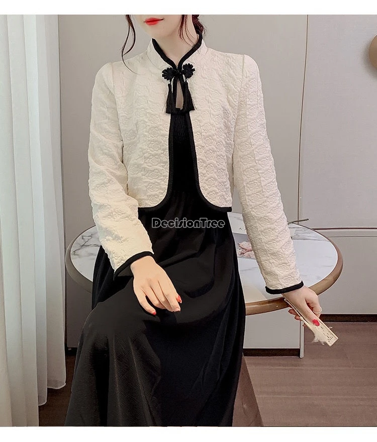 

2024 elegant lady versatile qipao cardigan chinese exquisite jacquard tang suit top autumn new literature art temperament coat