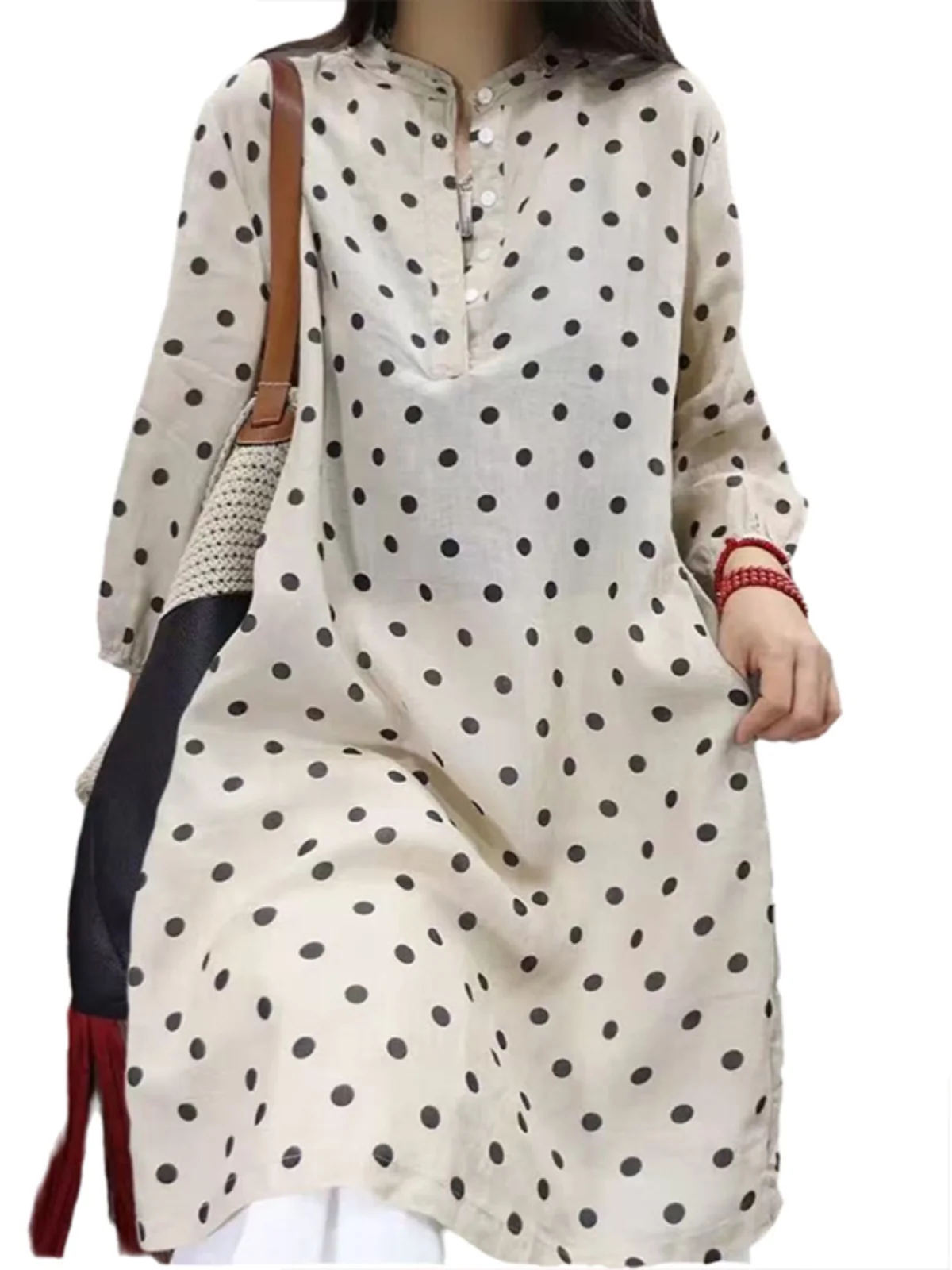 الرجعية البولكا نقطة القطن لين الدكتور المرأة الصيف فضفاض ميدي irt الدكتور زر حتى جولة Ne a Line تنورة Sle تخفيف ارتداء