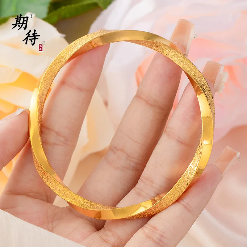 

Luxury 24K 9999 Pure Gold real gold Women's Moebius Ring Bracelet Solid Frosted Bracelet