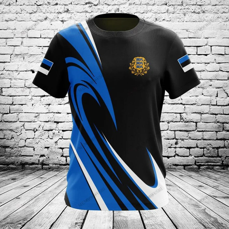 Футболки унисекс с рисунком Эстонии Щит по индивидуальному заказу, летние быстросохнущие трикотажные повседневные топы с короткими рукавами для мальчиков и девочек