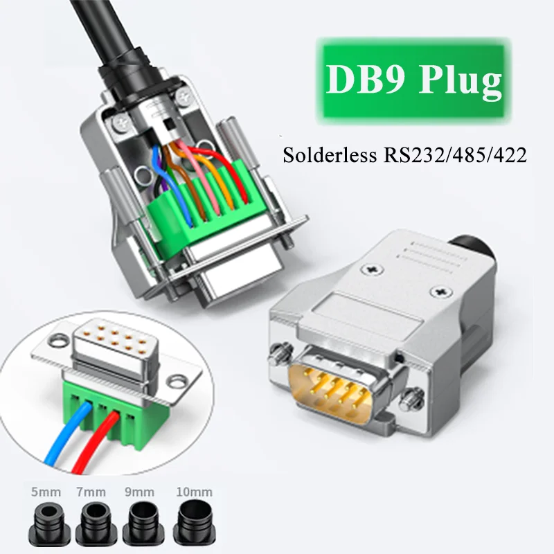 Mini DB9 Solderless Plug 9Pin Male Female Connector Upgraded RS232 Serial Port Adapter 485/422 Universal Joint Industrial Grade