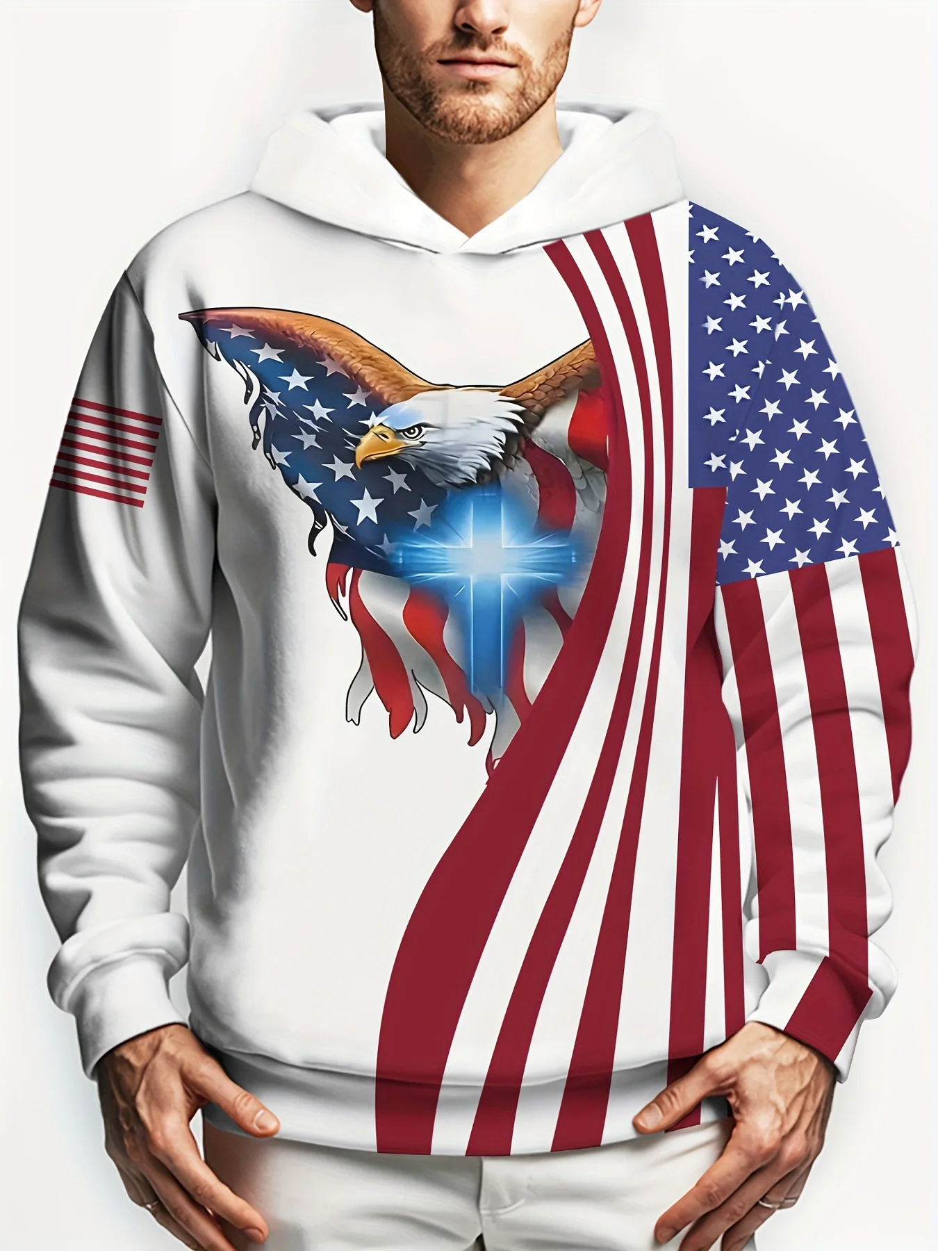 New model: men’s hooded long-sleeve loose-fitting casual printed basic sweatshirt. Perfect for young people in spring, summer, a