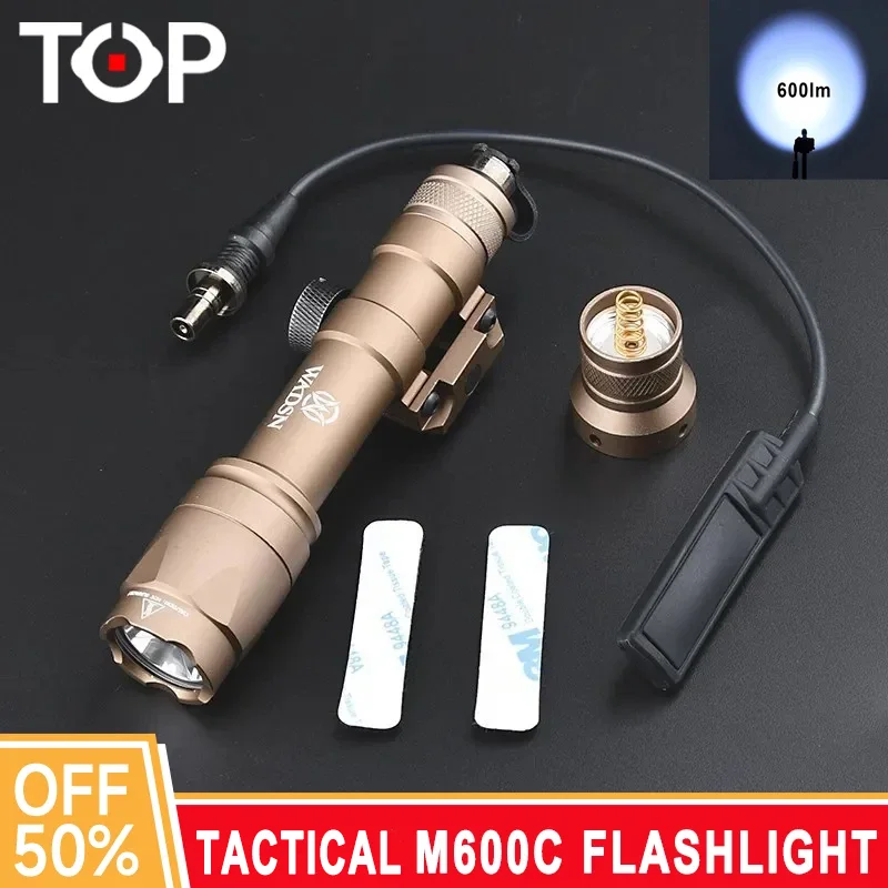 

WADSN M600 M600C Tactical Flashlight Hunting Airsoft Weapon Gun Light 600 Lumens White LED Scout Light Fit 20mm Picatinny Rail