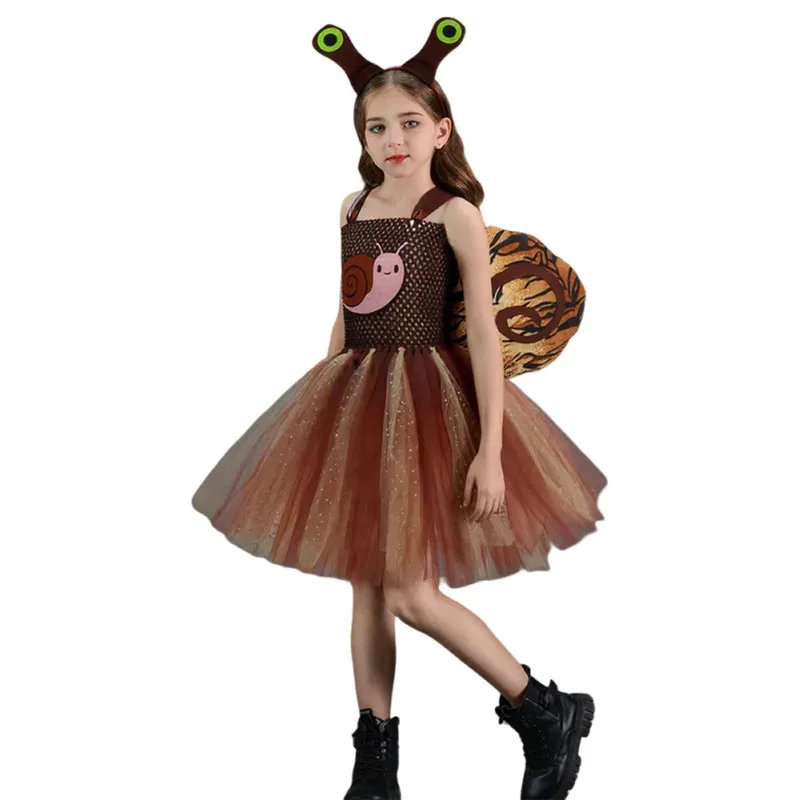 Cute Snail Cosplay Fantasy Girls Cloth Cartoon Animal Stage Costume Disguise Teen 6 to 14 Years Roleplay Fantasia Party Outfits