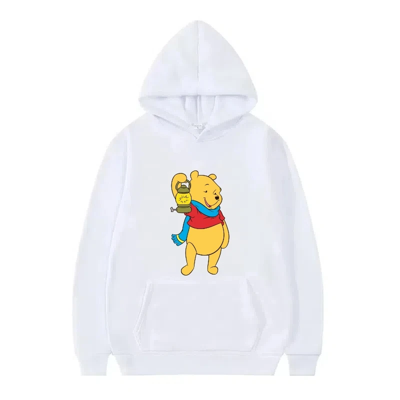 ديزني بوه الدب نمط امرأة الموضة مضحك فضفاض أسود الخريف بلايز الملابس البلوفرات السيدات رخيصة Y2k هوديس الرجال بلوزات #2