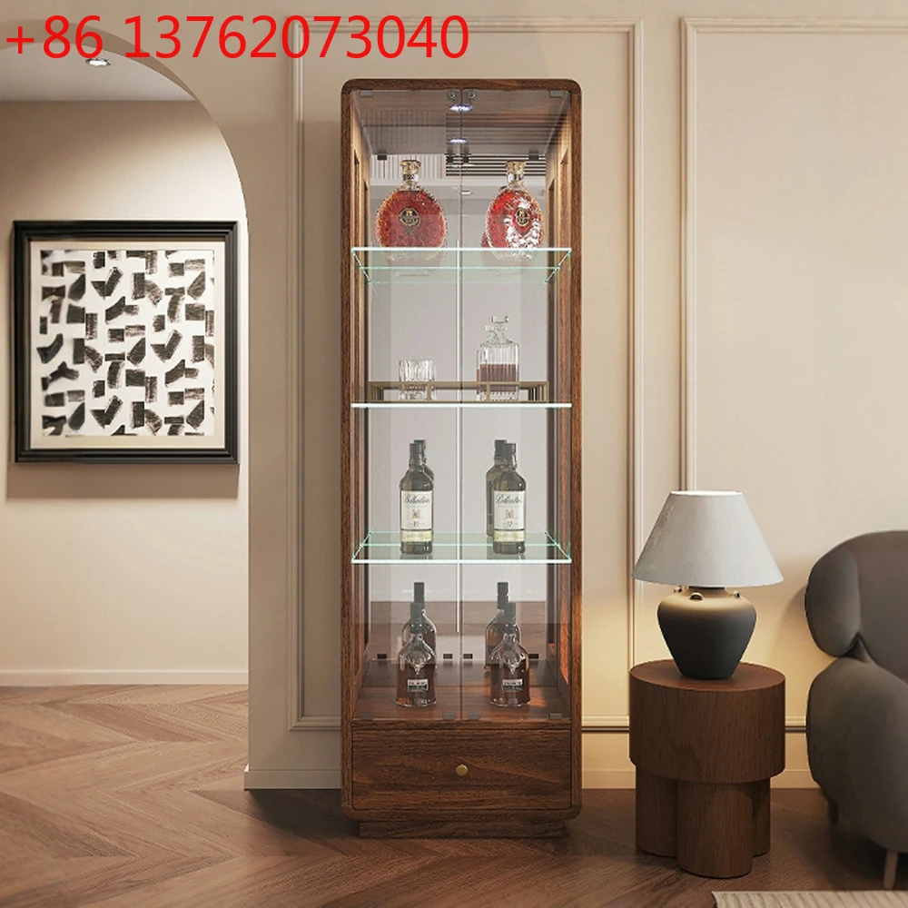 

Винный шкаф из массива дерева, настенная стеклянная дверь для гостиной с замком, двойная дверная витрина