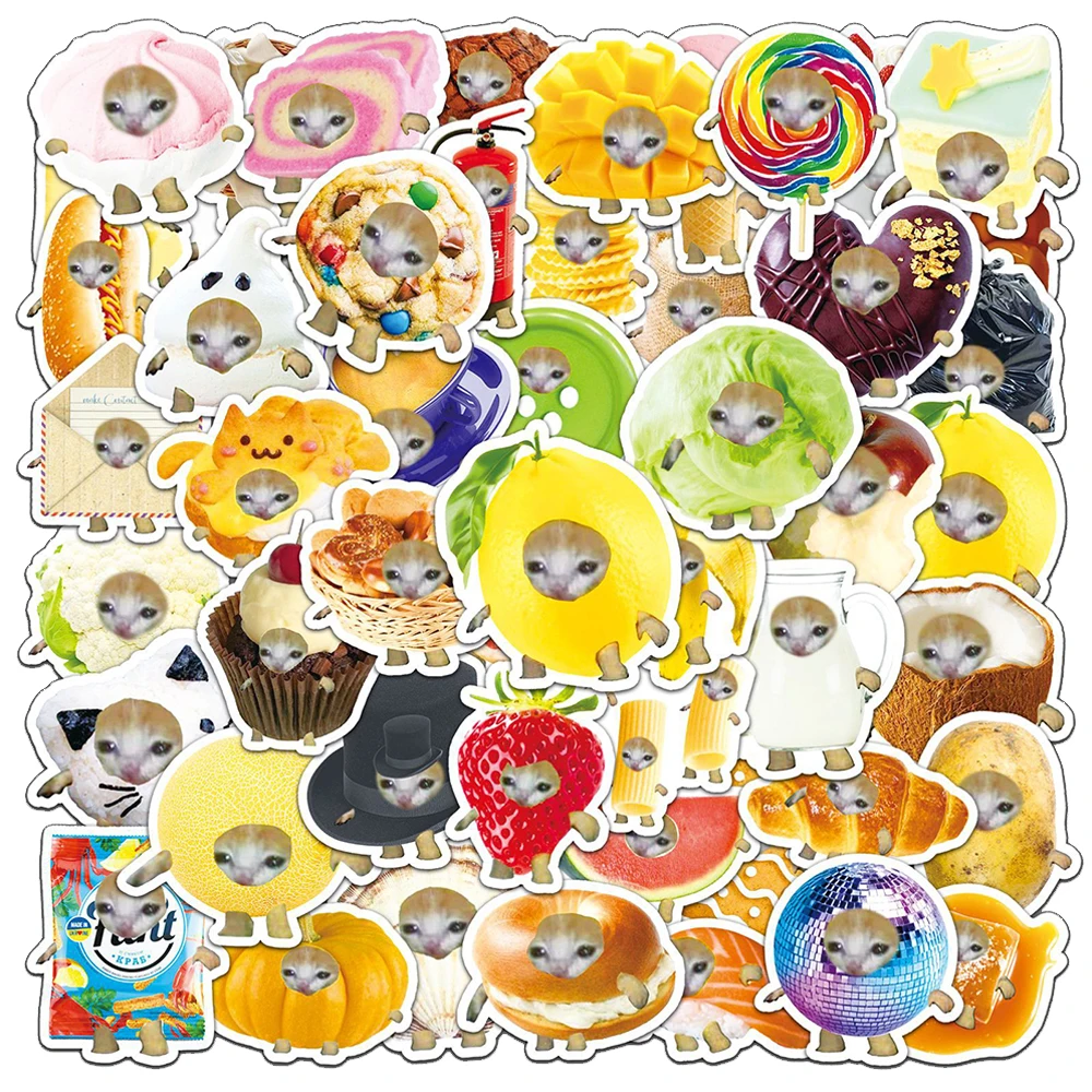 

10/30/50pcs Cute Funny Food Cat Meme Stickers Cartoon Decals for Kids Toy DIY Fridge Phone Case Notebook Graffiti Sticker Decor