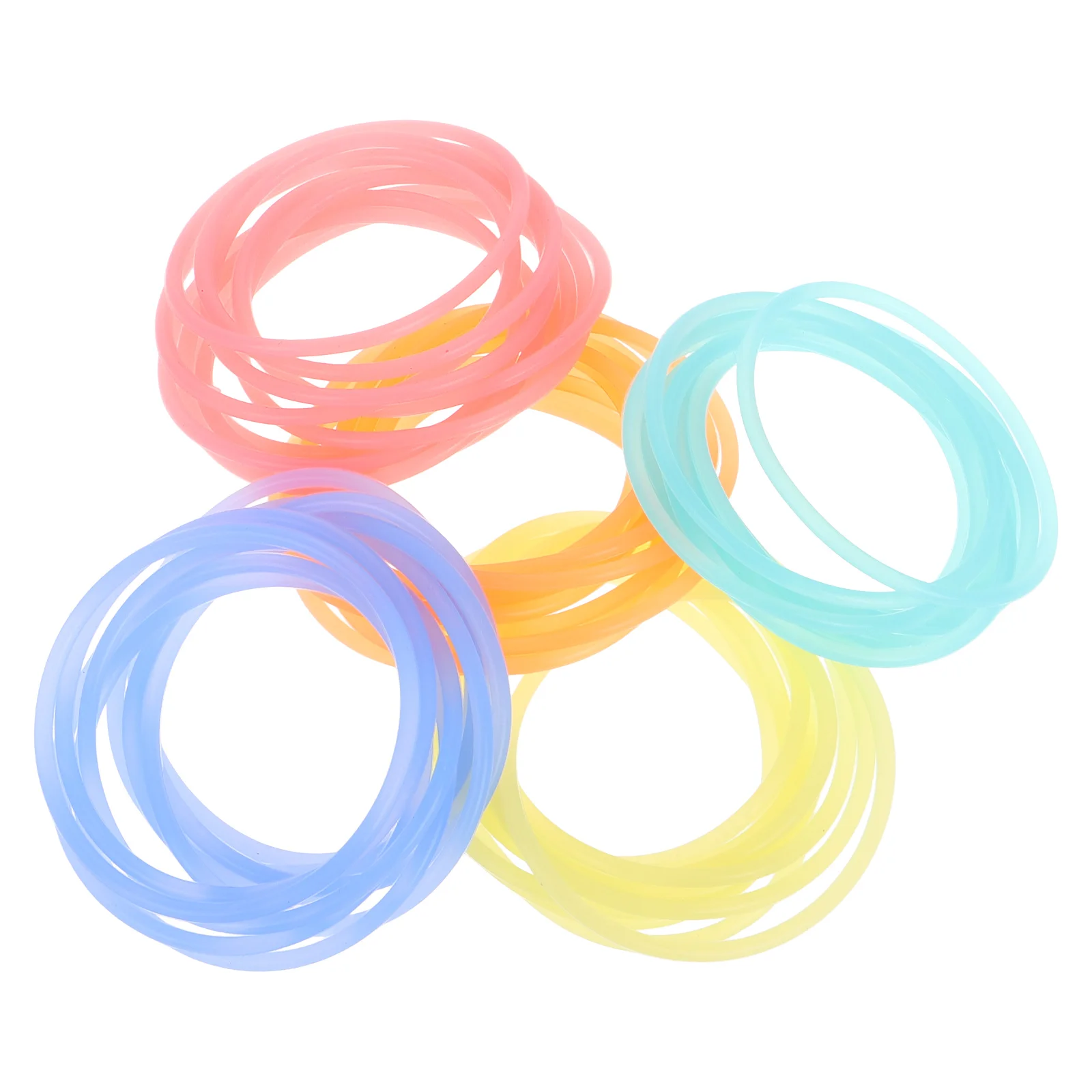 

50Pcs Glow in The Dark Silicone Jelly Bracelets Elastic Hair Ties Neon Colors for Outdoor Kids Adults Silicone Jelly Bracelets