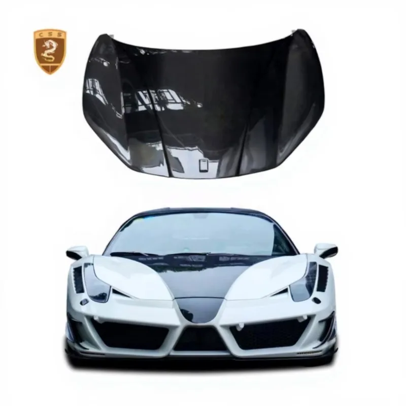 Lightweight Engine Hood Supercar Exterior Tuning Parts MSY Style Half Carbon Fiber Bonnet for Ferrari 458