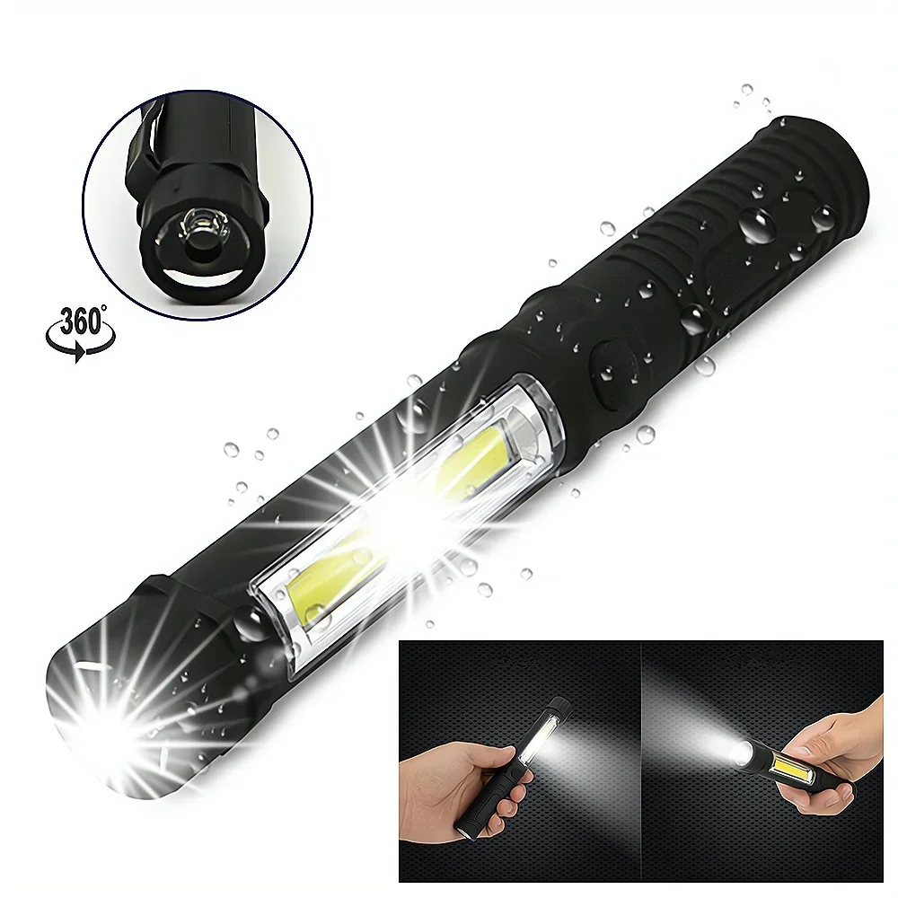 Multifunções Mini Pen Lanterna, Lâmpada LED, Portátil, Luzes de Trabalho Noturno, Inspeção, Base Magnética, Impermeável, Usado, Camping, Ciclismo