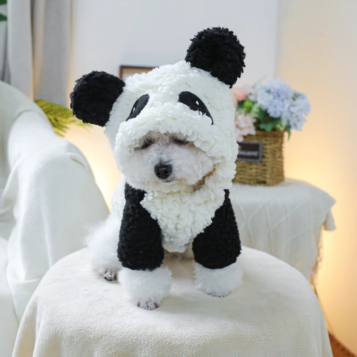 1PC pet clothing autumn and winter thick black and white panda baby hat jacket for small and medium-sized dogs