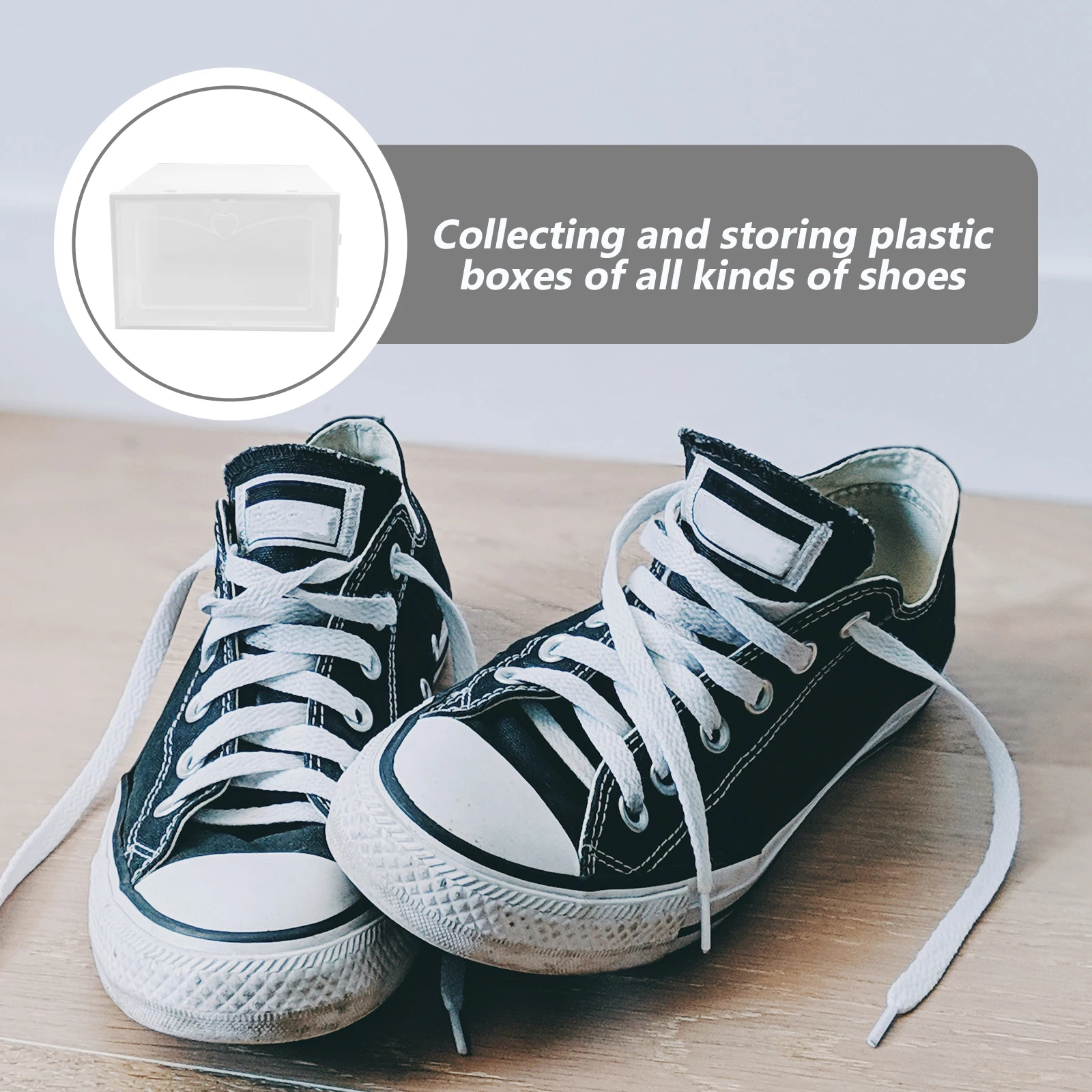 

2pcs Transparent Shoe Box Storage Container Household Footwear Case Waterproof Dust-Proof Moisture-Resistant Stackable Plastic