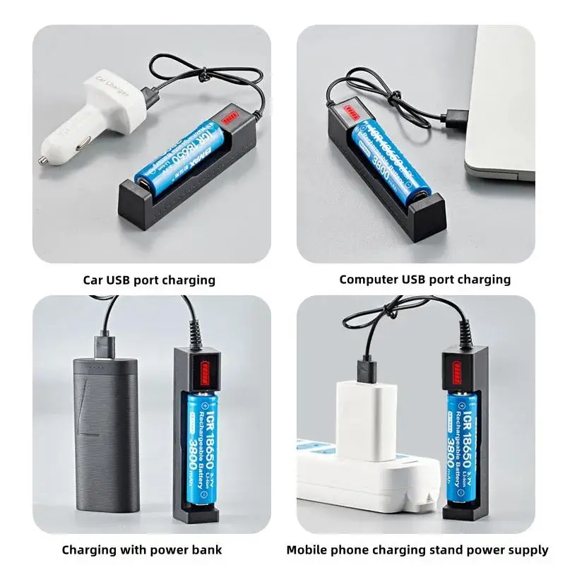 Multifunctional Lithium Battery Charger 3.7V Universal 1 Slot Smart Charger For 16340 14500 18650 26650 Rechargeable Batteries view 6