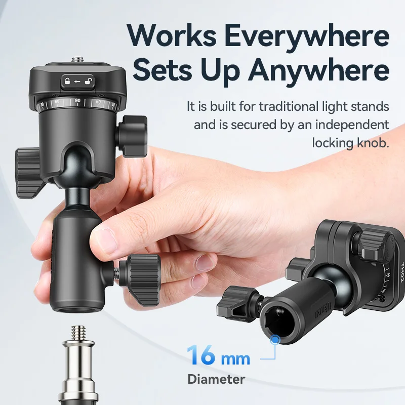 Ulanzi TH02 Uka Invert Ballhead Quick Release Tripod Mount 360 Adjustable Horizontal & Vertical Switch Ballhead for Camera Phone