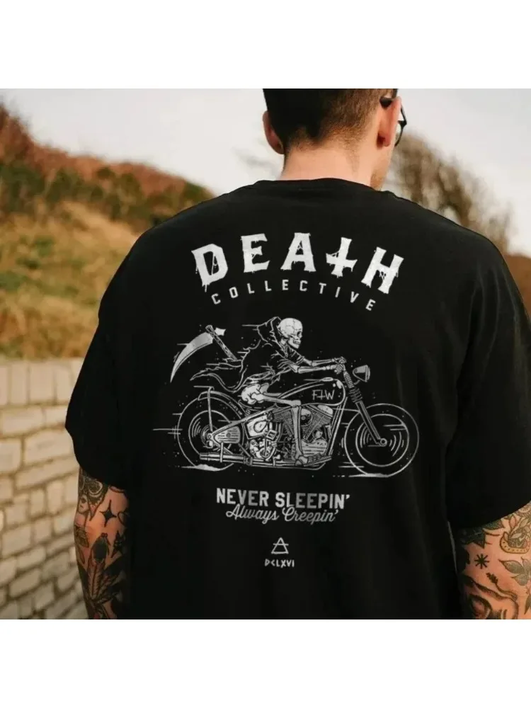 Gorilla Monkey Motorcycle Chopper Bobber Old School Men\'S Men New Short Sleeve Cotton Print Plain T Shirt Tees Biker T-Shirt