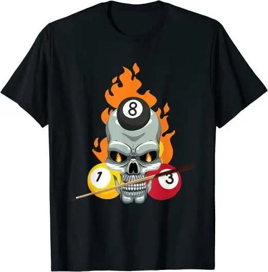 Pool Player Skull Billiards Design Billiard Ball T-Shirt Unisex T-shirts Luxury Brand Fashion Couple's Cloths