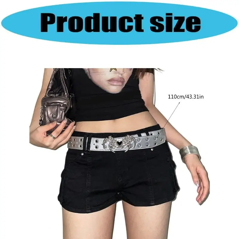 652F حزام بإبزيم معدني مزدوج الصف للرجال والنساء والأطفال، تصميم من الجلد الصناعي #6