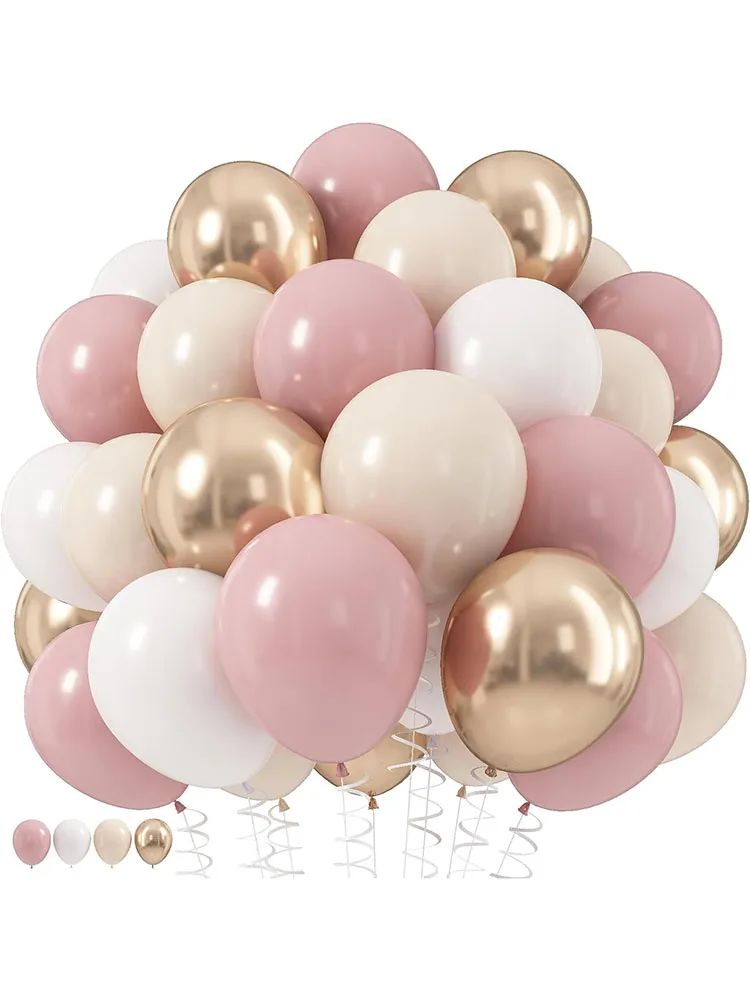40 Stück Boho Rosa Sand Weiß Latex Ballons 10 Zoll Metall Chrom Gold Ballons für Geburtstag Hochzeit Baby Shower Party Dekor Globos