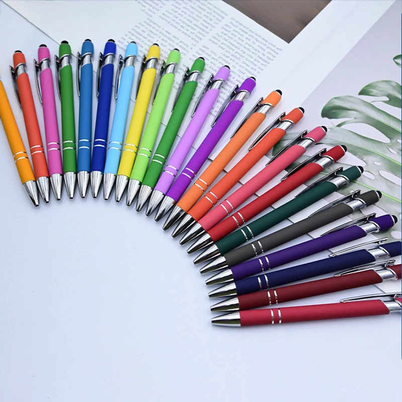 100Pcs Private Customization Pen Metal Capacitive Stylus Touch Screen Ballpoint Pen Free Custom Logo Pens Writing Stationery