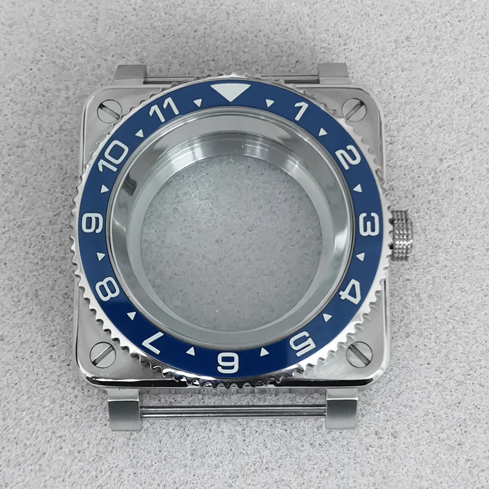 Modified Watch Accessories 42MM Stainless Steel Square Case Sapphire Glass + Steel Inner Shadow Fit NH35NH36 Automatic Movement