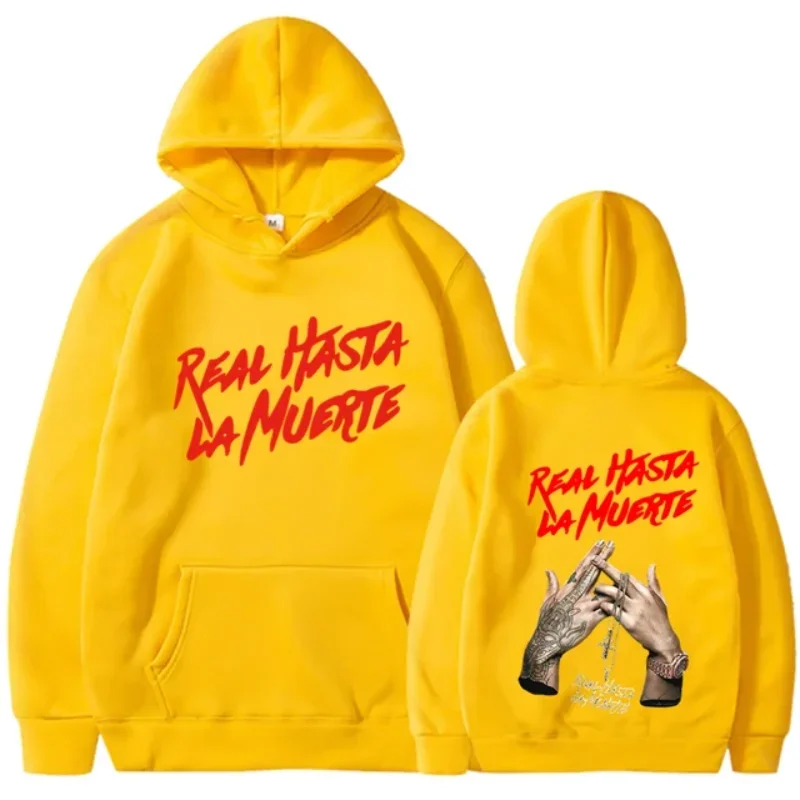 Spring and Autumn Hooded Anuel AA Real Hasta La Muerte Printed Sweatshirt Streetwear Rapper Loose Pullover Casual Hooded Top3