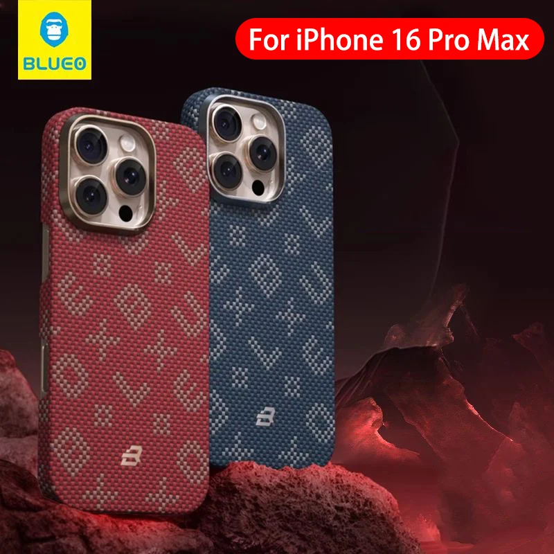 

Blueo Aramid Fiber Case For iPhone 16 15 Pro Max Wireless Charging Back Cover Shell