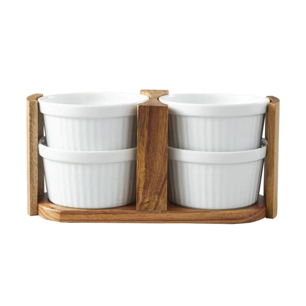 

Acacia Wood Ramekin Caddy Set, 1.12 Pounds