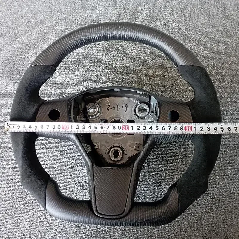 350mm Alcantara Sport Steering Wheel NAPPA Leather Real Carbon Steering Wheel With Heating for Tesla Model 3 Model Y