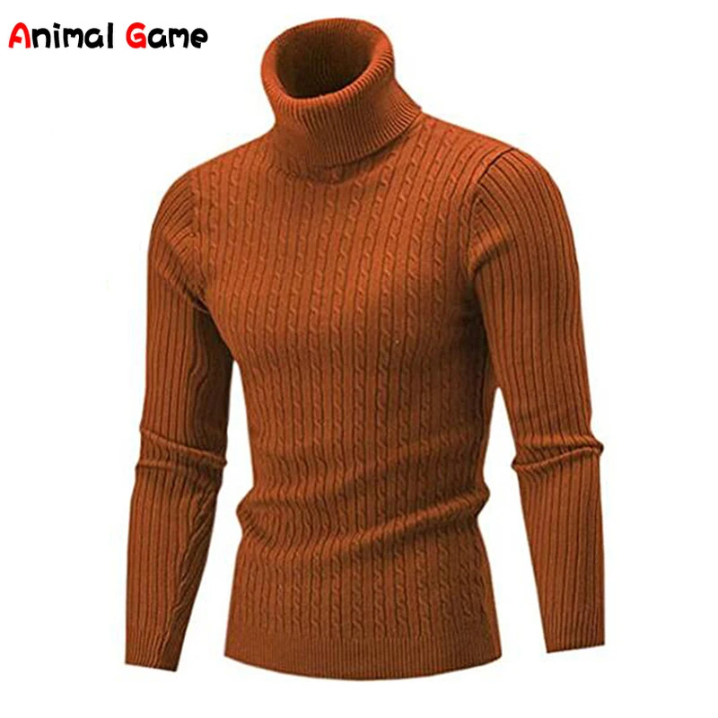 Warm Turtleneck Sweater Autumn Winter Men's Rollneck Warm Knitted Sweater Keep Warm Men Jumper  Knit Sweater