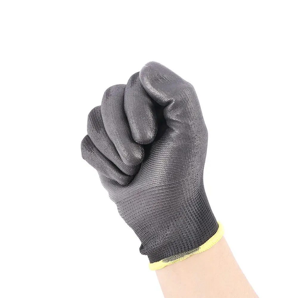 6 Pairs PU Palm Coating Grip Coated Workplace Safety Gloves Work Glove Protection Garden Supplies