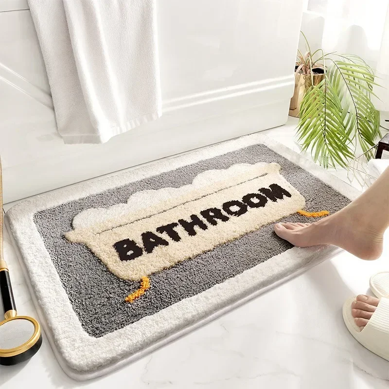Bath Mat Non Slip Soft Faux Wool Rug Quick Dry Dirt Resistant Bathroom Carpet for Shower Tub Toilet Home Floor Mat view 2