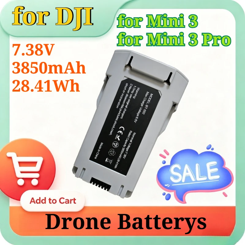 

7.38V 3850mAh 28.41Wh High Flight Time Li-Polymer Replacement Battery for DJI Mini 3/Mini 3 Pro RC Drone Quadcopter Spare Parts