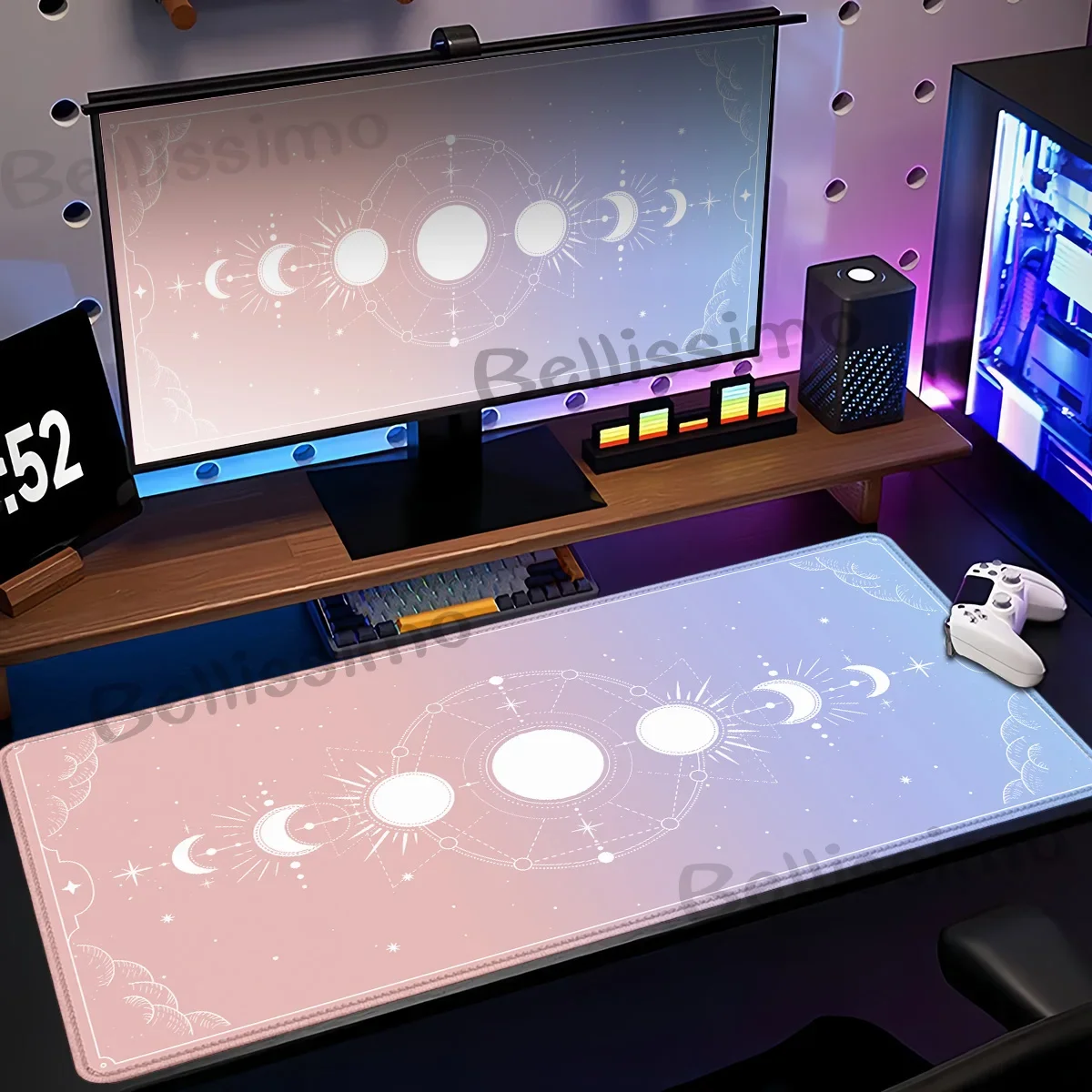 XXL التدرج التارو ماوس الوسادة الكمبيوتر كبير لوحة ماوس للألعاب علم التنجيم أسود أبيض ماوس الجمالية السماوية القمر مراحل Deskmat HD