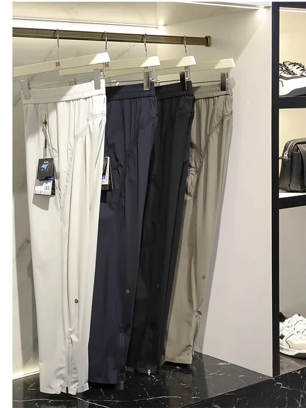 

Ультратонкие легкие повседневные спортивные брюки для мужчин, летние быстросохнущие эластичные длинные брюки, модные прямые брюки