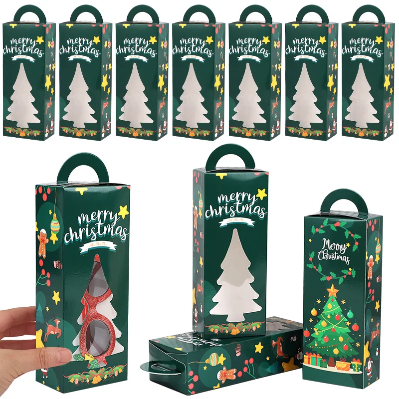 6 Stück Geschenkboxen mit Weihnachtsmotiv, festliche Papierboxen mit Weihnachtsbaum-/Weihnachtsmann-/Sternmustern für Weihnachtsgeschenkverpackungen
