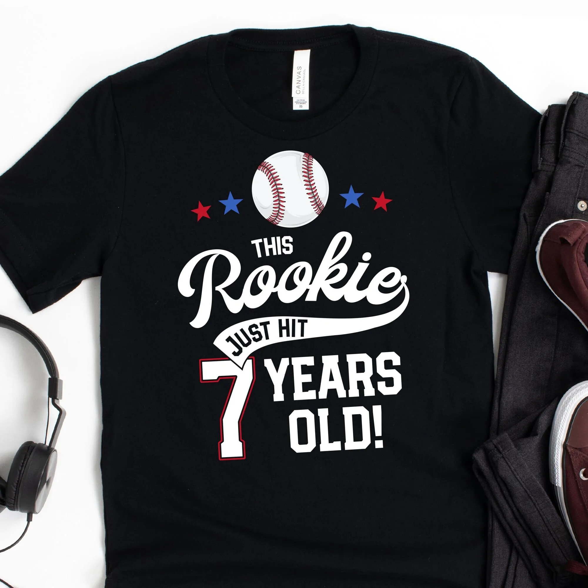 تي شيرت The Rookie Just Hit 7 سنوات من العمر لحفلة عيد ميلاد البيسبول السبعة