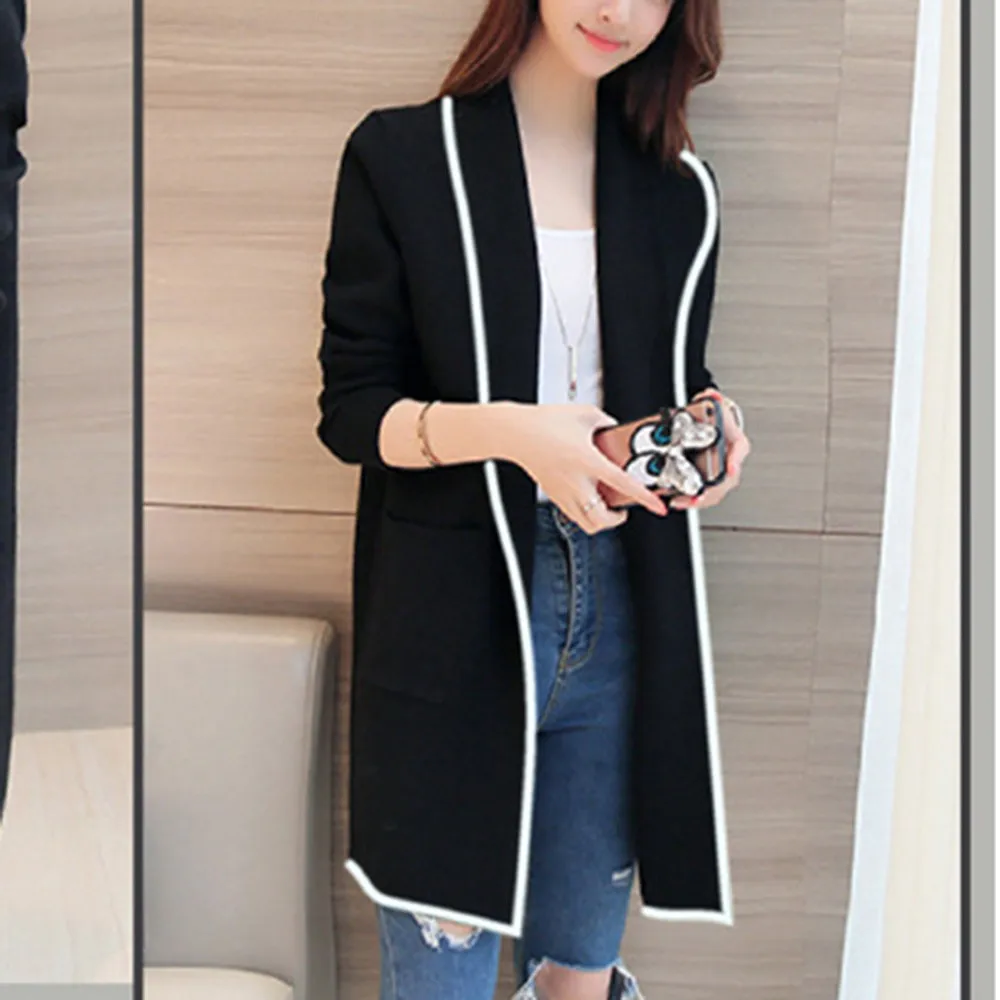 Women\'s Autumn Winter Cardigan Loose Elegant Windbreaker Sweater Long Coat Fashion Velvet Female Casual Oversized Jacket Tops